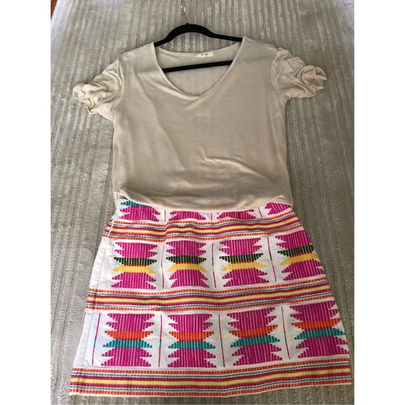 Freeway Beige Top Dress with Colorful Woven Skirt – Size M, - Picture 2 of 10